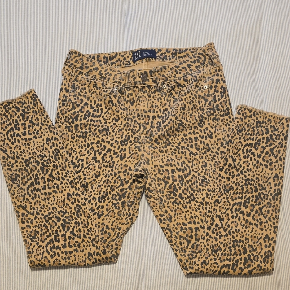 GAP Leopard Print Women's Skinny Jeans - Tan and Black